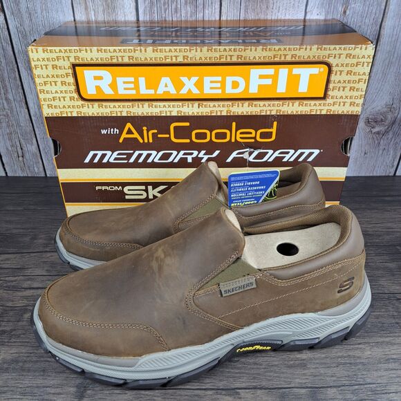 Skechers Other - Skechers Respected Calum Goodyear Gore Slip On Loafer Men's Sz 11.5 Desert Brown